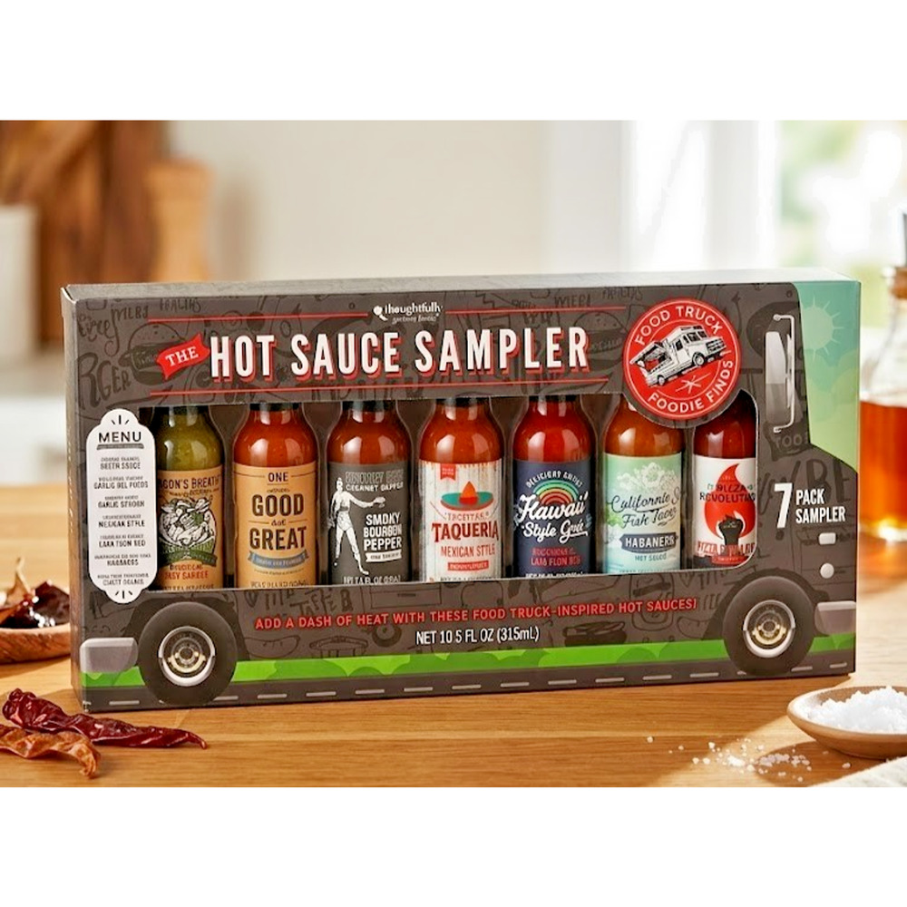 Thoughtfully Gourmet Hot Sauce Sampler - 7 Pack Food Truck Inspired Gift Set NEW